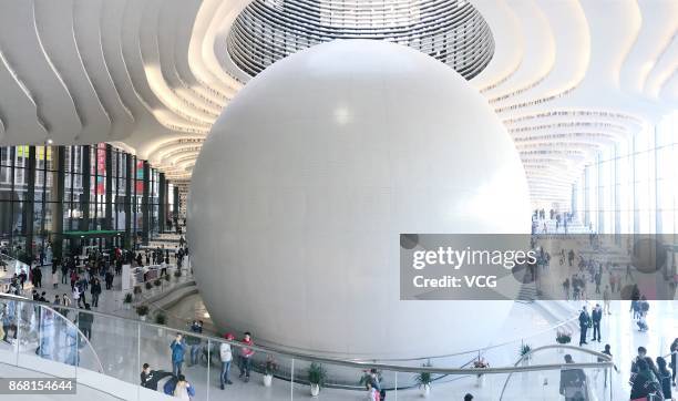 The Tianjin Binhai New Area Library, called 'the eye of Binhai', is located at the cultural center of Binhai New Area on October 29, 2017 in Tianjin,...