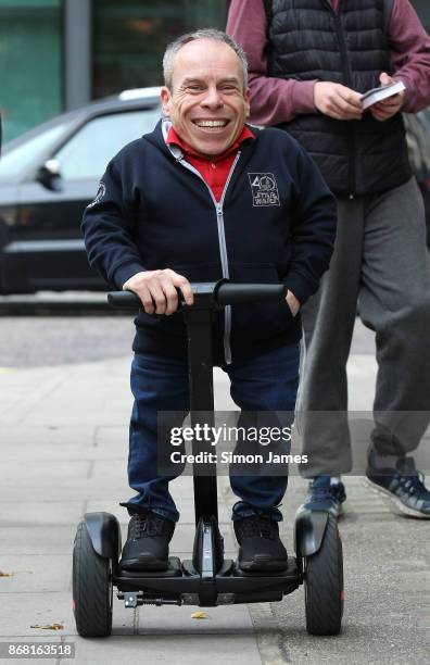 Warwick Davis seen at the BBC on October 30, 2017 in London, England.