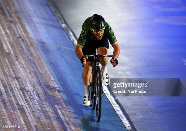 Mark Cavendish of Great Britain compete in the 200m Flying Times Trialduring day four of the London Six Day Race at the Lee Valley Velopark Velodrome...