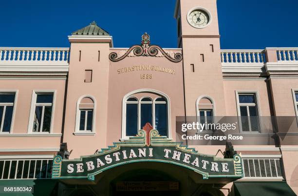 The Sebastiani Theatre on the Plaza is viewed on October 8 in Sonoma, California. Following a record winter rainfall on the North Coast, eliminating...