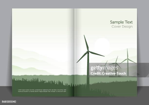 ilustraciones, imágenes clip art, dibujos animados e iconos de stock de diseño de cubierta de energía verde - windmill books