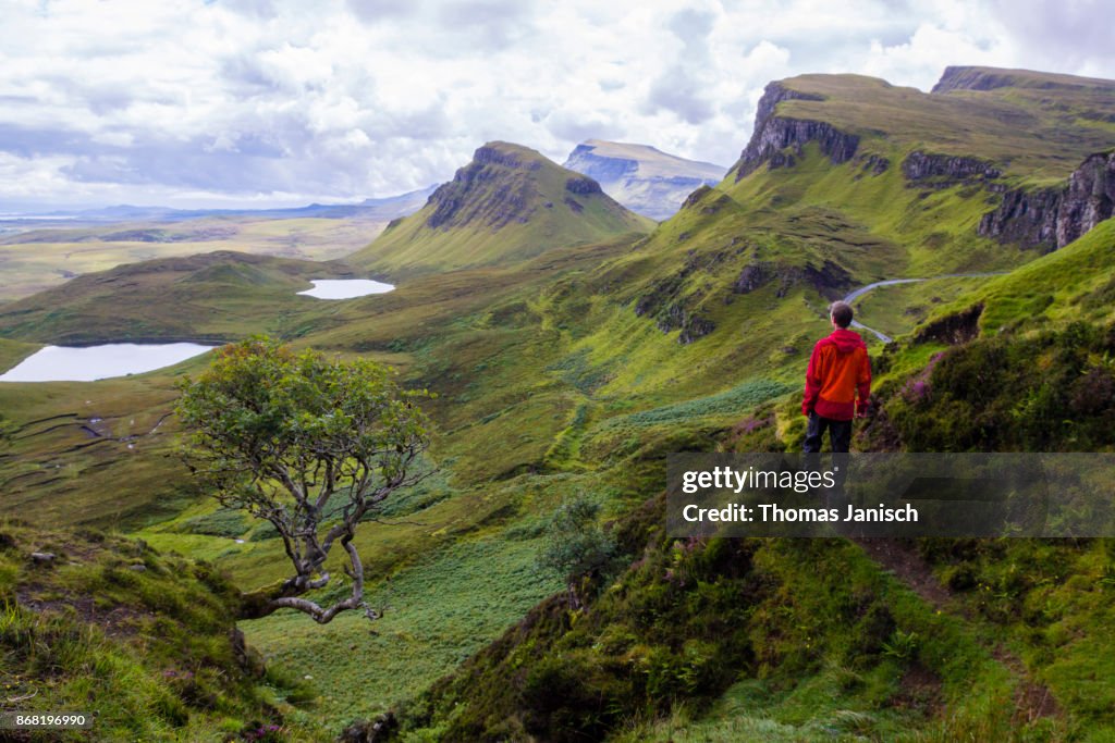 Looking over the high cliffs and plateaus at the Quiraing, Scotland