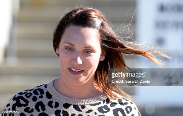 Shannon Allen, wife of Sgt. First Class Mark Allen, leaves the Ft. Bragg military courthouse after testifying for the prosecution during the Bowe...