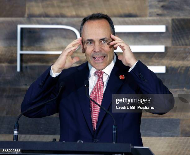 Kentucky Governor Matt Bevin speaks at the unveiling of a new $80 million Toyota engineering headquarters October 30, 2017 in Georgetown, Kentucky....