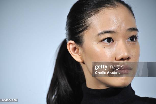 Japanese actress Yu Aoi along with Japanese actress Anne Suzuki and Japanese movie director Shunji Iwai attend the 30th Tokyo International Film...