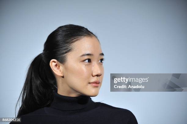 Japanese actress Yu Aoi along with Japanese actress Anne Suzuki and Japanese movie director Shunji Iwai attend the 30th Tokyo International Film...