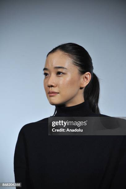 Japanese actress Yu Aoi along with Japanese actress Anne Suzuki and Japanese movie director Shunji Iwai attend the 30th Tokyo International Film...