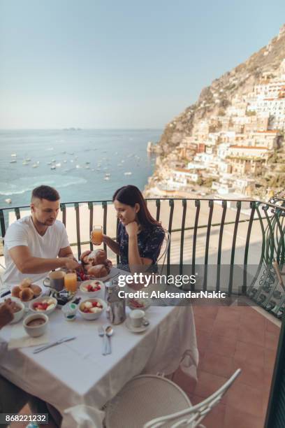 breakfast with a view - amalfi stock pictures, royalty-free photos & images