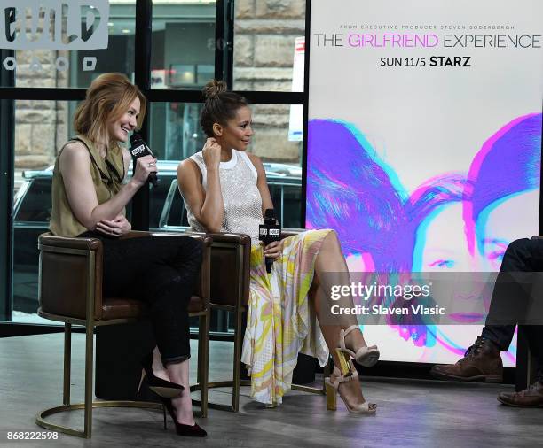 Actresses Louisa Krause and Carmen Ejogo visit Build to discuss "The Girlfriend Experience" at Build Studio on October 30, 2017 in New York City.