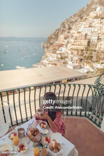 breakfast with a view - amalfi stock pictures, royalty-free photos & images