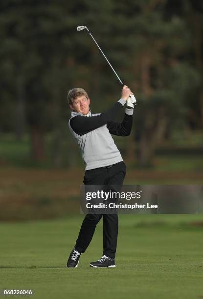 Adam Keogh of Spalding Golf Club in action during Day 1 of the PGA Play-Offs at Walton Heath Golf Club on October 30, 2017 in Tadworth, England.