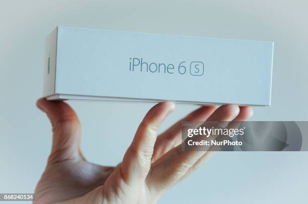 An iPhone 6s box is seen in this photo illustration on Octonber 30, 2017.