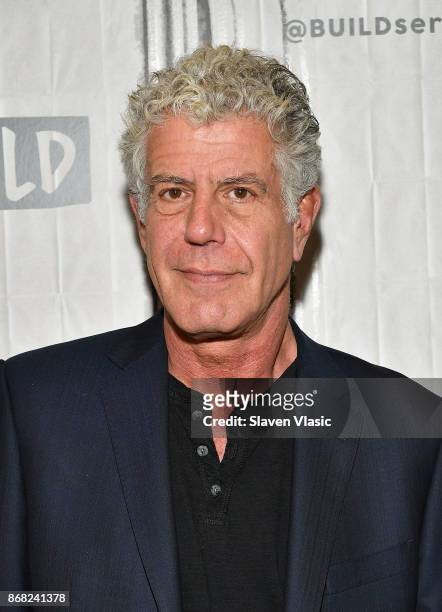 Author/TV personality Anthony Bourdain visits Build to discuss the Balvenie's "Raw Craft" at Build Studio on October 30, 2017 in New York City.