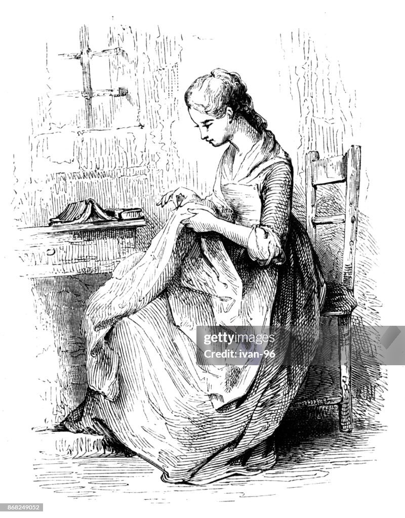 Woman embroidering