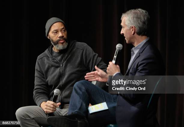 Director John Ridley and moderator Scott Mantz onstage at 'Let It Fall' Q&A during 20th Anniversary SCAD Savannah Film Festival on October 30, 2017...