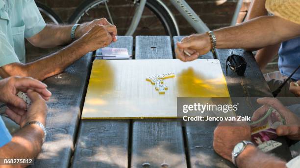 playing dominoes - jenco van zalk stock pictures, royalty-free photos & images