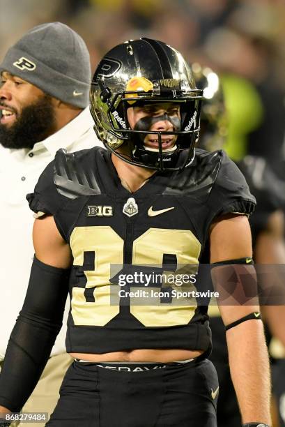 Purdue Boilermakers wide receiver Jackson Anthrop looks on during warm ups for the Big Ten conference game between the Purdue Boilermakers and the...