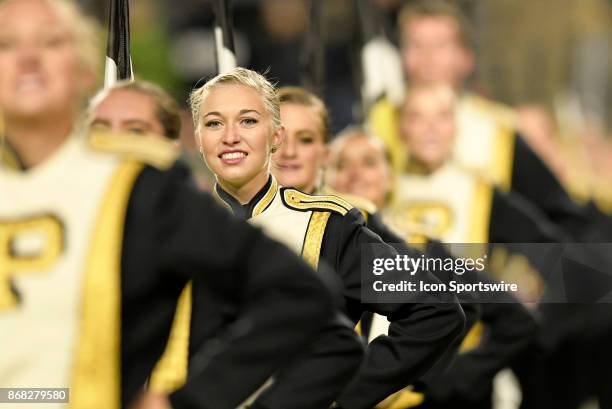The color guard performs during the Big Ten conference game between the Purdue Boilermakers and the Nebraska Cornhuskers on October 28 at Ross-Ade...