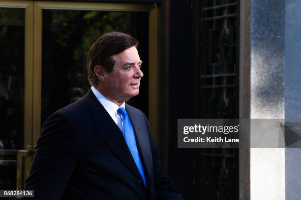 Former Trump campaign chairman Paul Manafort leaves federal court, October 30, 2017 in Washington, DC. Paul Manafort and Rick Gates, have been...