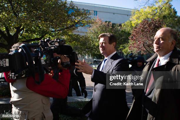 Former Trump campaign chairman Paul Manafort leaves federal court, October 30, 2017 in Washington, DC. Paul Manafort and Rick Gates, have been...