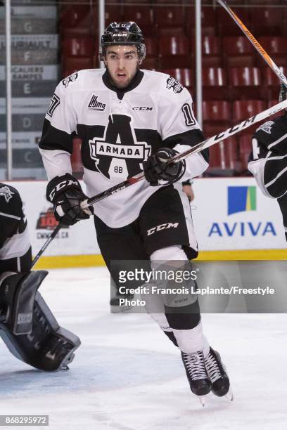 Thomas Ethier of the Blainville-Boisbriand Armada skate against the Gatineau Olympiques on October 13, 2017 at Robert Guertin Arena in Gatineau,...