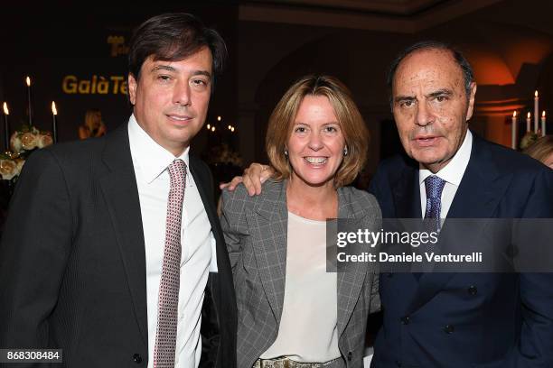 Alessandro Betti, Beatrice Lorenzin and Bruno Vespa attend Telethon Gala during the 12th Rome Film Fest at Villa Miani on October 30, 2017 in Rome,...