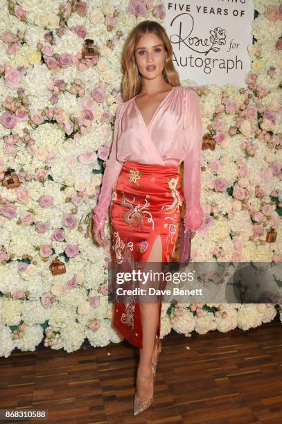 Rosie Huntington-Whiteley attends the Marks & Spencer 'Rosie for Autograph' 5th anniversary celebrations at The Arts Club on October 30, 2017 in...