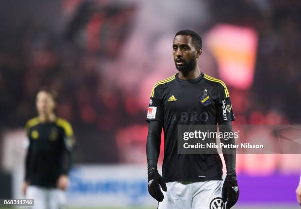 Henok Goitom of AIK during the Allsvenskan match between AIK and IFK Goteborg at Friends arena on October 30, 2017 in Solna, Sweden.