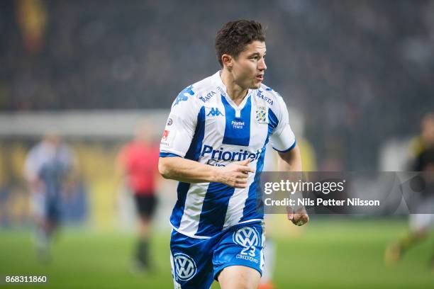 David Boo Wiklander of IFK Goteborg during the Allsvenskan match between AIK and IFK Goteborg at Friends arena on October 30, 2017 in Solna, Sweden.