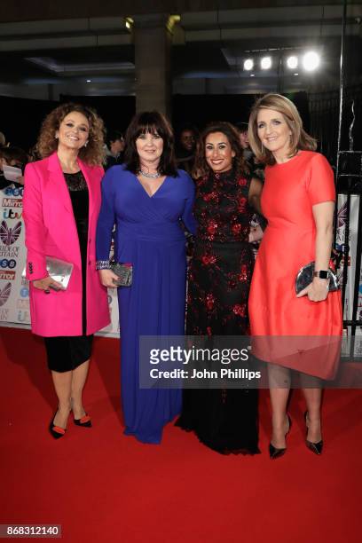 Nadia Sawalha, Coleen Nolan, Saira Khan and Kaye Adams attend the Pride Of Britain Awards at Grosvenor House, on October 30, 2017 in London, England.