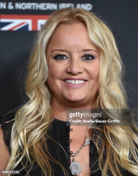 Actress Lucy Davis arrives at the 2017 AMD British Academy Britannia Awards at The Beverly Hilton Hotel on October 27, 2017 in Beverly Hills,...