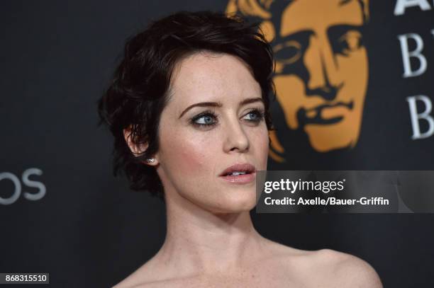 Actress Claire Foy arrives at the 2017 AMD British Academy Britannia Awards at The Beverly Hilton Hotel on October 27, 2017 in Beverly Hills,...