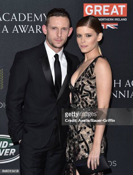 Actors Jamie Bell and Kate Mara arrive at the 2017 AMD British Academy Britannia Awards at The Beverly Hilton Hotel on October 27, 2017 in Beverly...