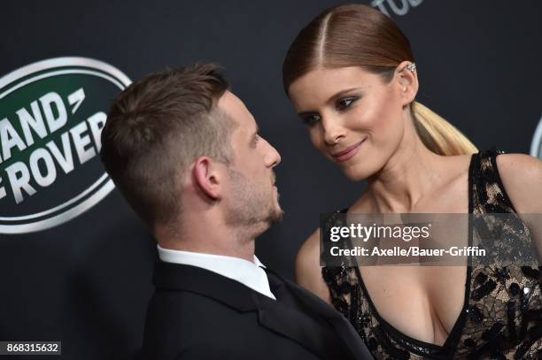 Actors Jamie Bell and Kate Mara arrive at the 2017 AMD British Academy Britannia Awards at The Beverly Hilton Hotel on October 27, 2017 in Beverly...