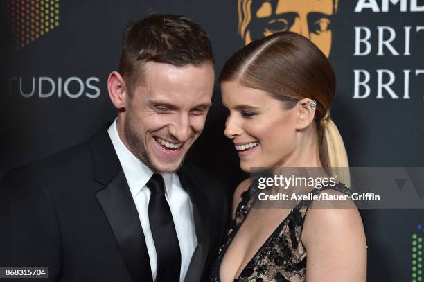 Actors Jamie Bell and Kate Mara arrive at the 2017 AMD British Academy Britannia Awards at The Beverly Hilton Hotel on October 27, 2017 in Beverly...