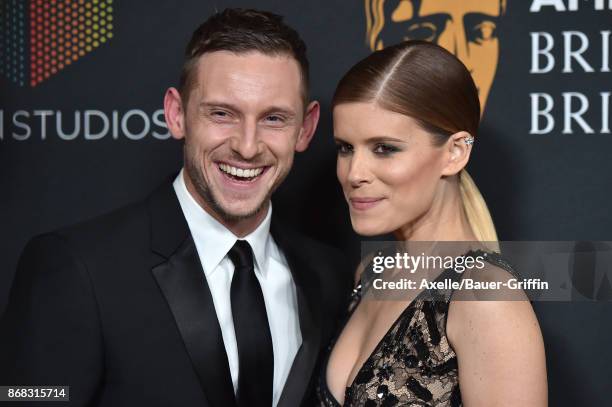 Actors Jamie Bell and Kate Mara arrive at the 2017 AMD British Academy Britannia Awards at The Beverly Hilton Hotel on October 27, 2017 in Beverly...