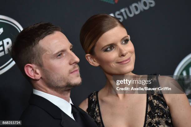 Actors Jamie Bell and Kate Mara arrive at the 2017 AMD British Academy Britannia Awards at The Beverly Hilton Hotel on October 27, 2017 in Beverly...