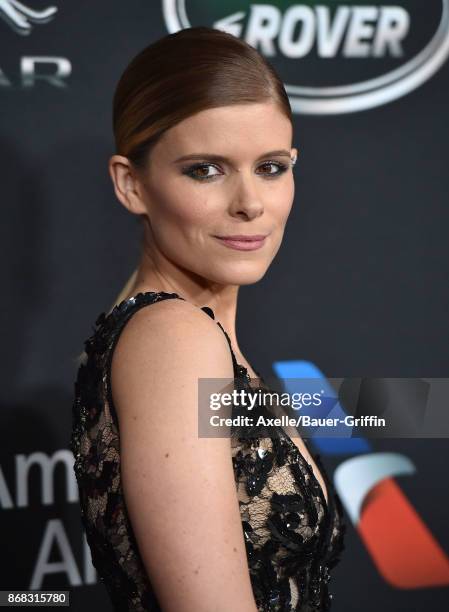 Actress Kate Mara arrives at the 2017 AMD British Academy Britannia Awards at The Beverly Hilton Hotel on October 27, 2017 in Beverly Hills,...