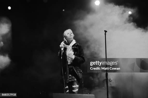 Singer Margaret Osborn, better known professionally as Alice Glass performs at the Growlers 6 festival at the LA Waterfront on October 29, 2017 in...