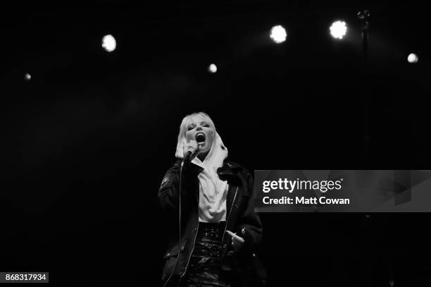 Singer Margaret Osborn, better known professionally as Alice Glass performs at the Growlers 6 festival at the LA Waterfront on October 29, 2017 in...