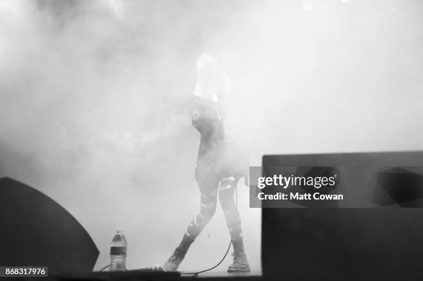 Singer Margaret Osborn, better known professionally as Alice Glass performs at the Growlers 6 festival at the LA Waterfront on October 29, 2017 in...