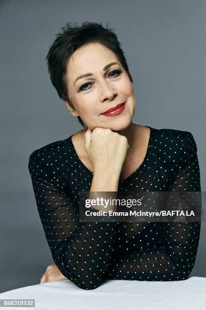 Actress Denise Welch is photographer at the 2017 AMD British Academy Britannia Awards on October 27, 2017 in Los Angeles, California.