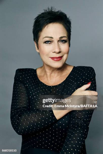 Actress Denise Welch is photographer at the 2017 AMD British Academy Britannia Awards on October 27, 2017 in Los Angeles, California.