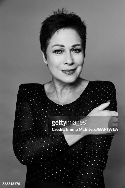 Actress Denise Welch is photographer at the 2017 AMD British Academy Britannia Awards on October 27, 2017 in Los Angeles, California.