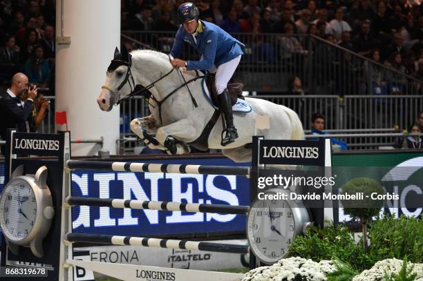 Christian Ahlmann of Germany riding Colorit, during Longines FEI World Cup presented by BMW on October 29, 2017 in Verona, Italy.