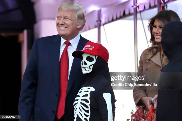 President Donald Trump and first lady Melania Trump host Halloween at the White House on the South Lawn October 30, 2017 in Washington, DC. The first...