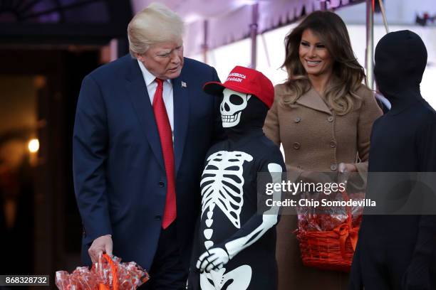 President Donald Trump and first lady Melania Trump host Halloween at the White House on the South Lawn October 30, 2017 in Washington, DC. The first...