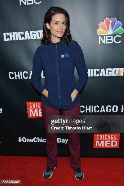 Torrey Devitto attends the press junket for "One Chicago" on October 30, 2017 in Chicago, Illinois.