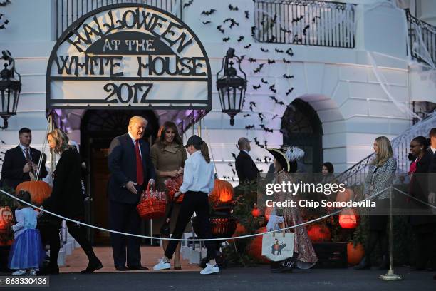 President Donald Trump and first lady Melania Trump host Halloween at the White House on the South Lawn October 30, 2017 in Washington, DC. The first...