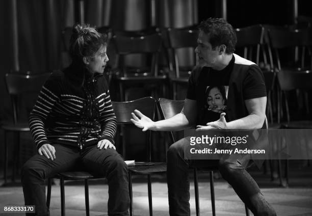 Jennifer Esposito and Yul Vazquez in rehearsal for 24 Hour Plays on Broadway at American Airlines Theatre on October 30, 2017 in New York City.